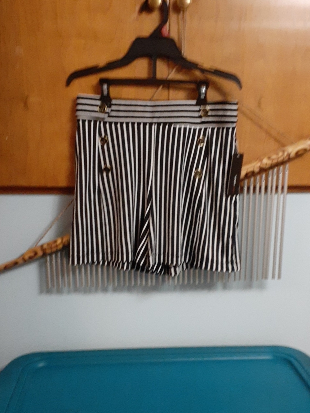 Robert Louis Black & White Striped dress shorts with Gold Buttons